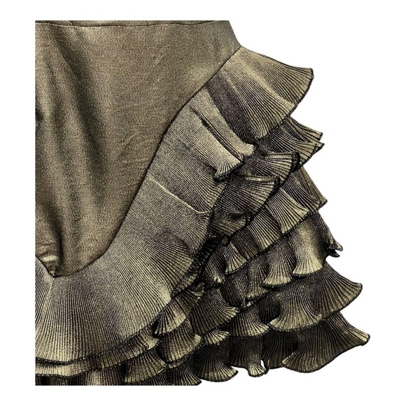 La Maison Talulah Golda Ruffle Mini Dress Black Gold Sparkle Glitter Small New - Picture 8 of 16